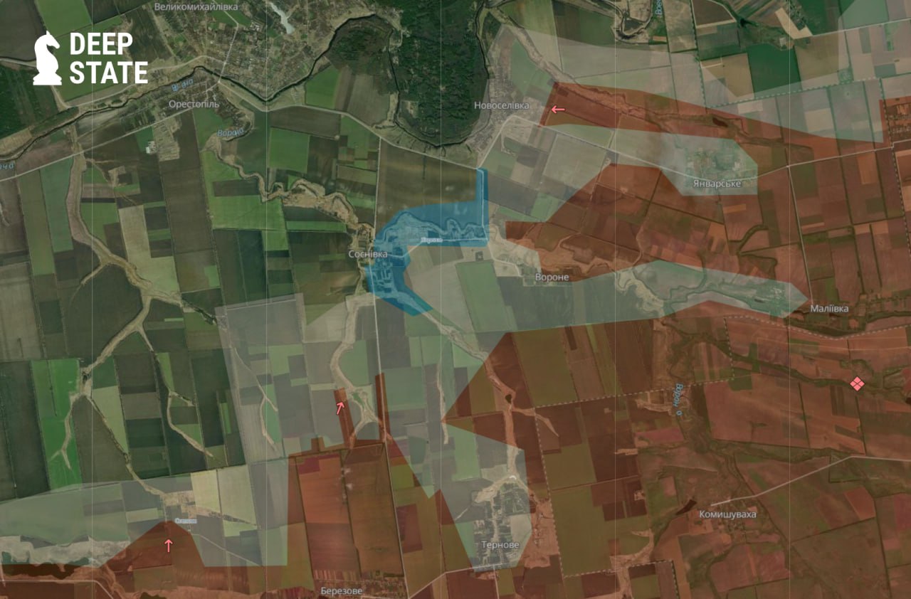 Лінія фронту у Дніпропетровській області станом на 3 жовтня/DeepStateMAP Лінія фронту у Дніпропетровській області станом на 3 жовтня/DeepStateMAP