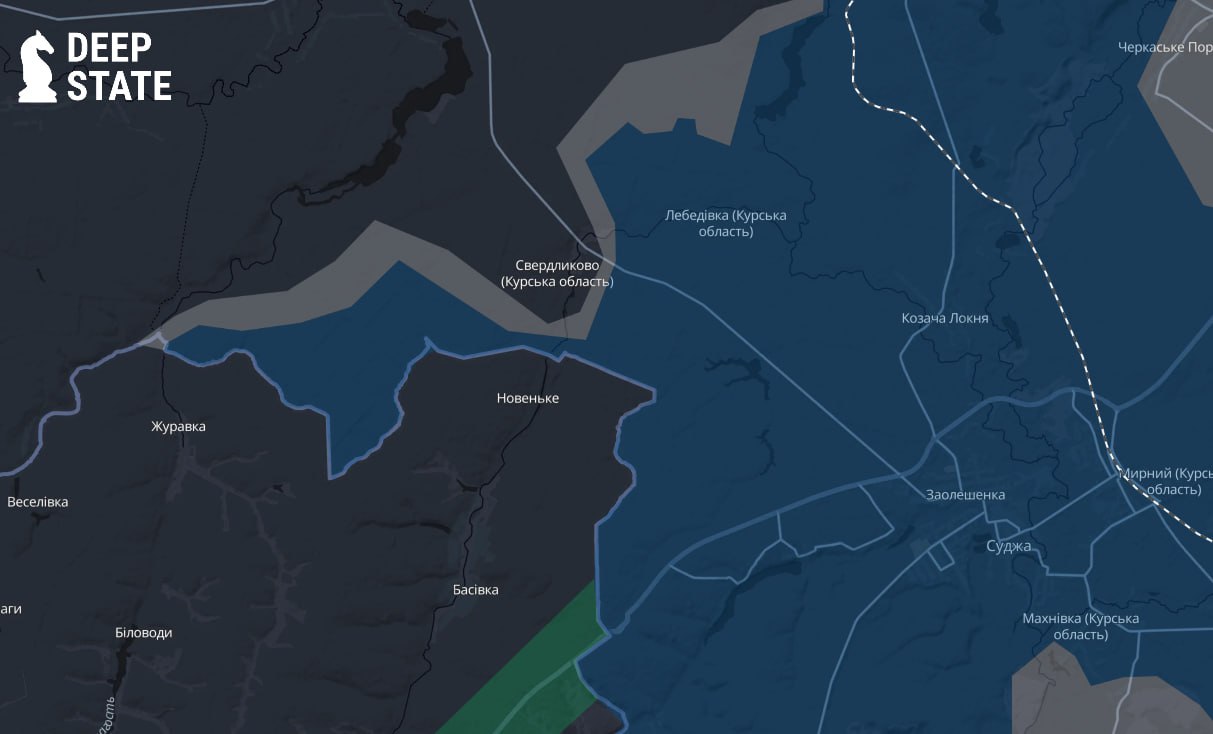 Лінія фронту в Курській області РФ станом на 20 лютого / DeepStateMAP