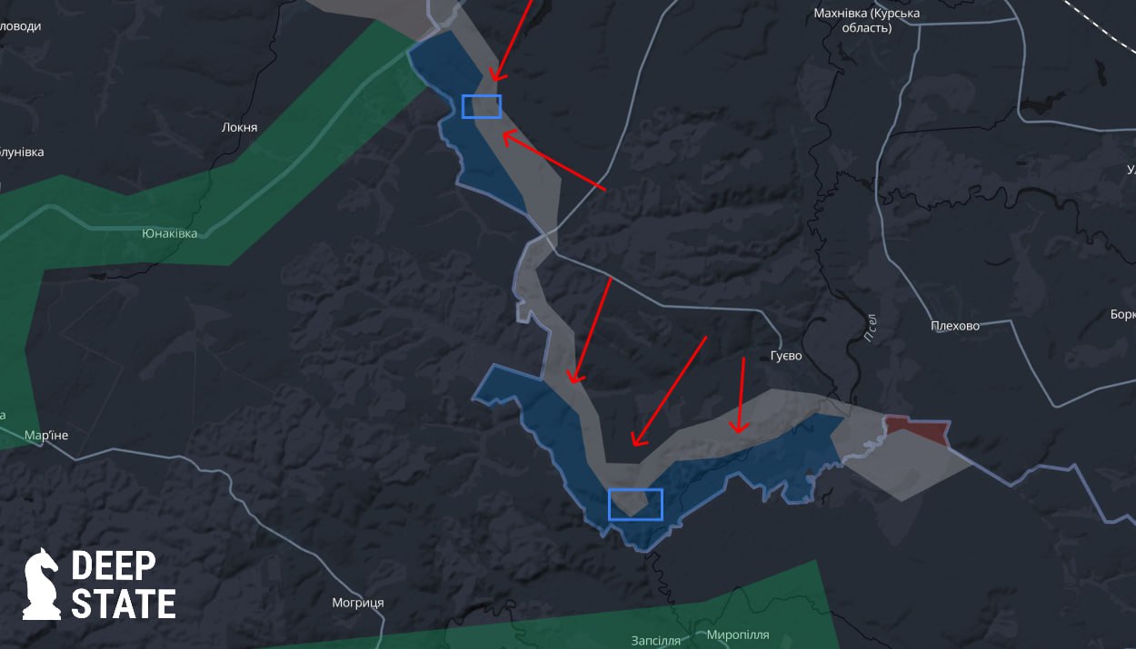 Лінія фронту на курському напрямку станом на 26 квітня / DeepStateMAP Лінія фронту на курському напрямку станом на 26 квітня / DeepStateMAP