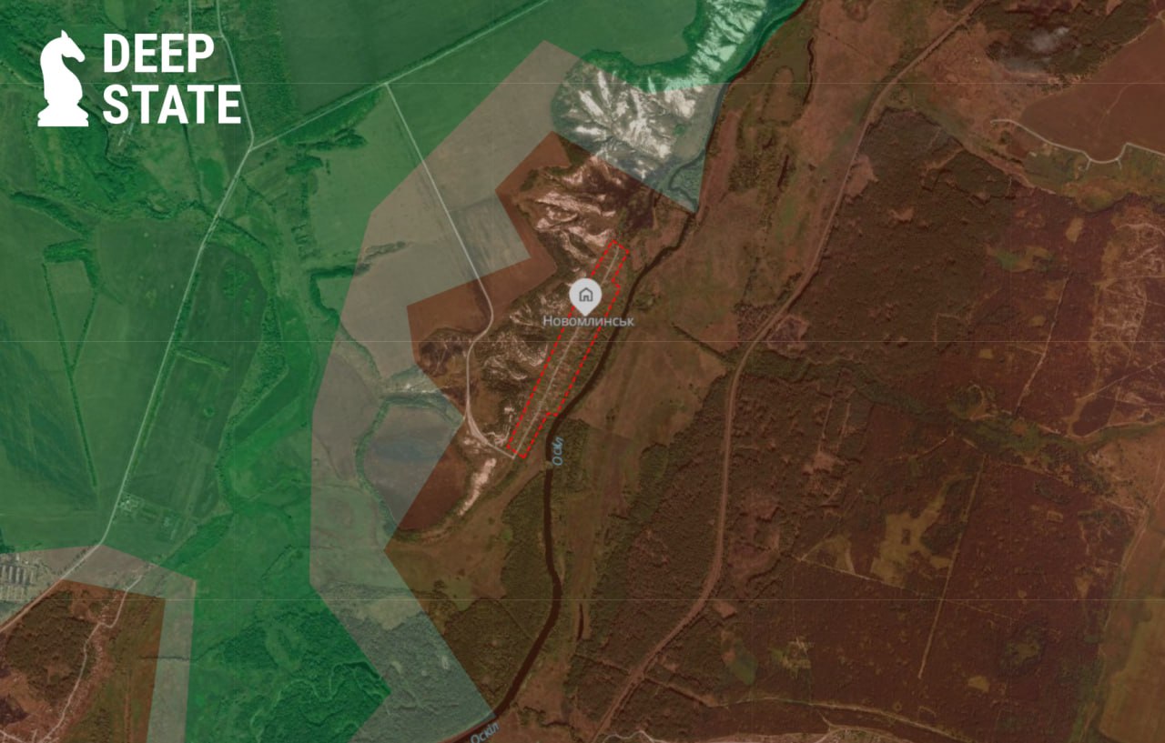 Лінія фронту в районі Новомлинська станом на 31 січня / DeepStateMAP