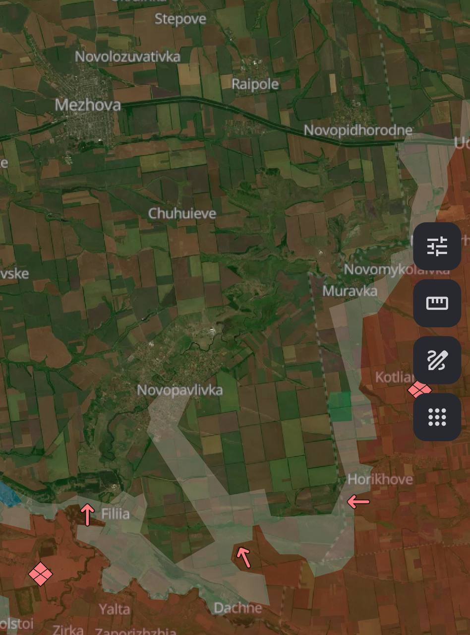 Лінія фронту в районі Новопавлівки станом на 30 листопада