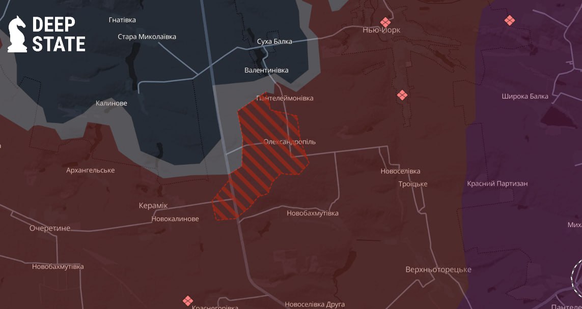 Лінія фронту в районі Пантелеймонівки станом на 11 квітня / DeepStateMAP