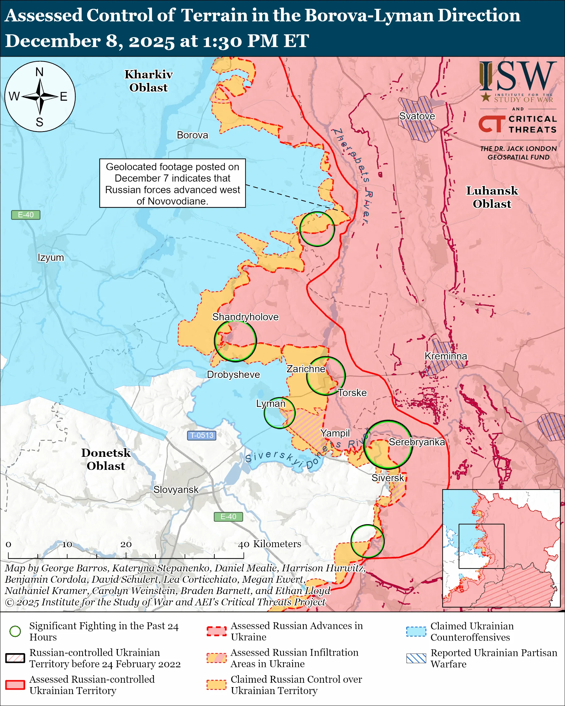 Лінія фронту на лиманському напрямку станом на 8 грудня/ISW Лінія фронту на лиманському напрямку станом на 8 грудня/ISW