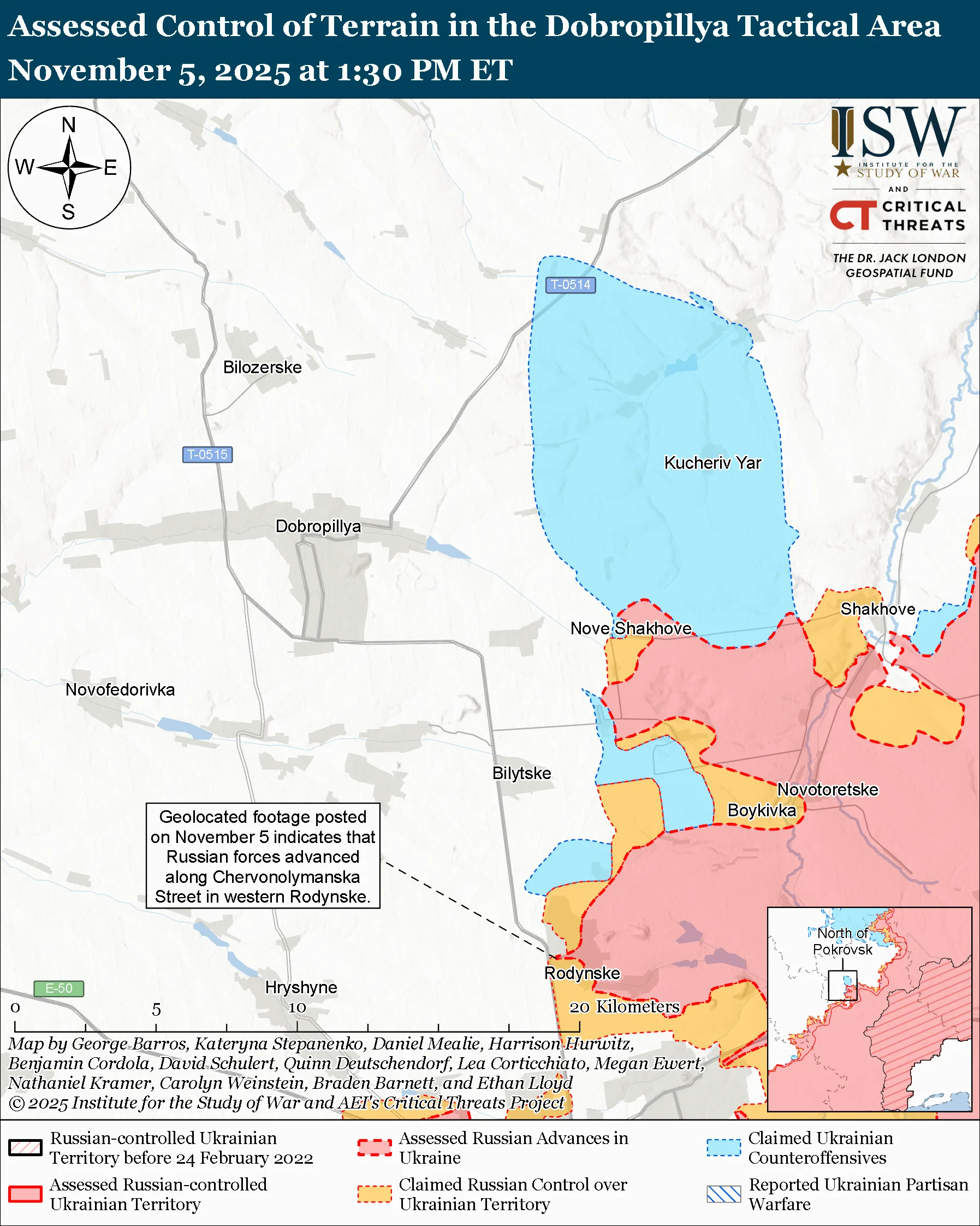 Лінія фронту в районі Добропілля станом на 5 листопада/ISW Лінія фронту в районі Добропілля станом на 5 листопада/ISW
