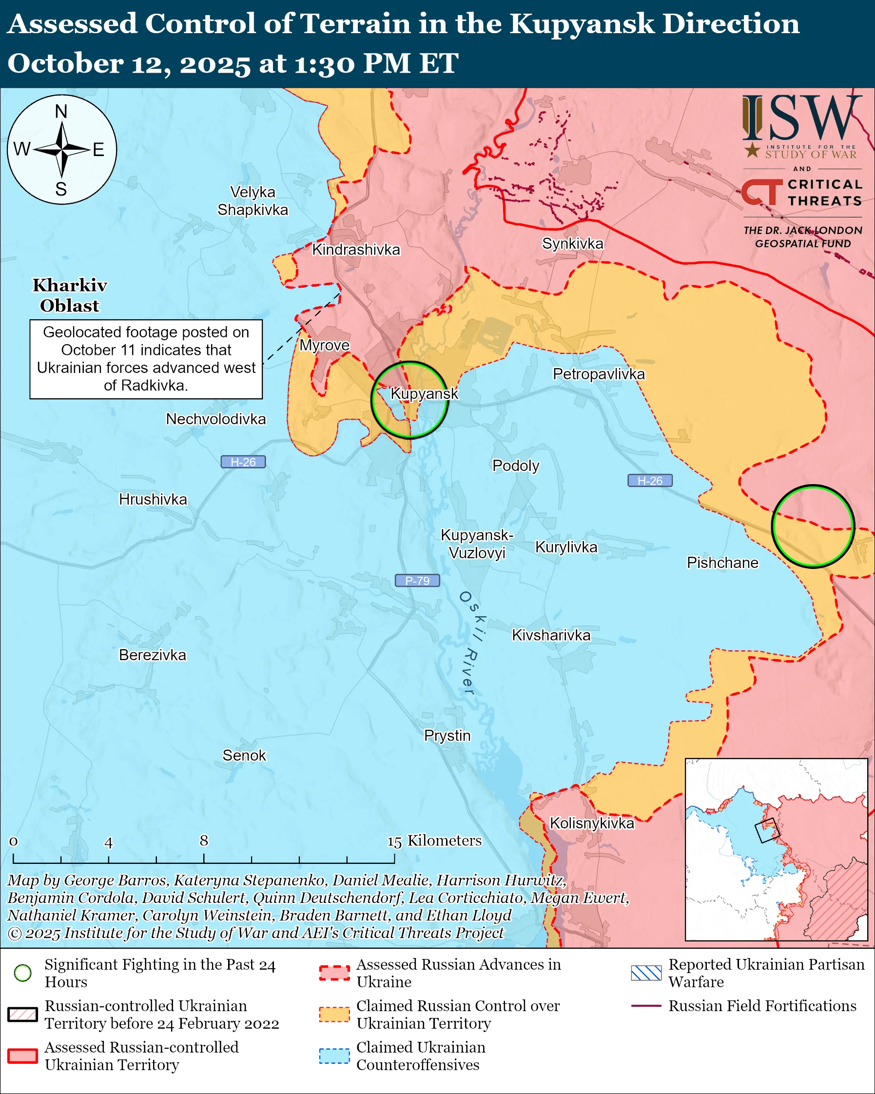 Лінія фронту на куп’янському напрямку станом на 12 жовтня/ISW 