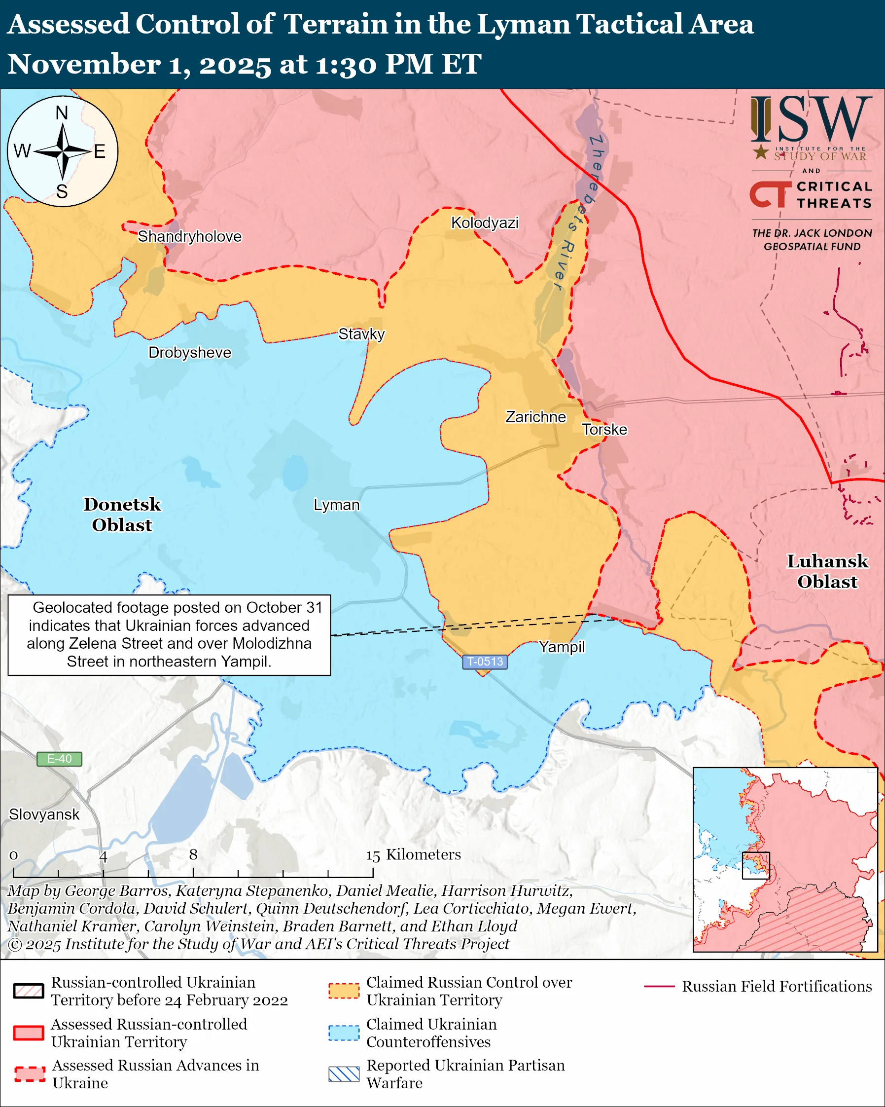 Лінія фронту на лиманському напрямку станом на 1 листопада / ISW
