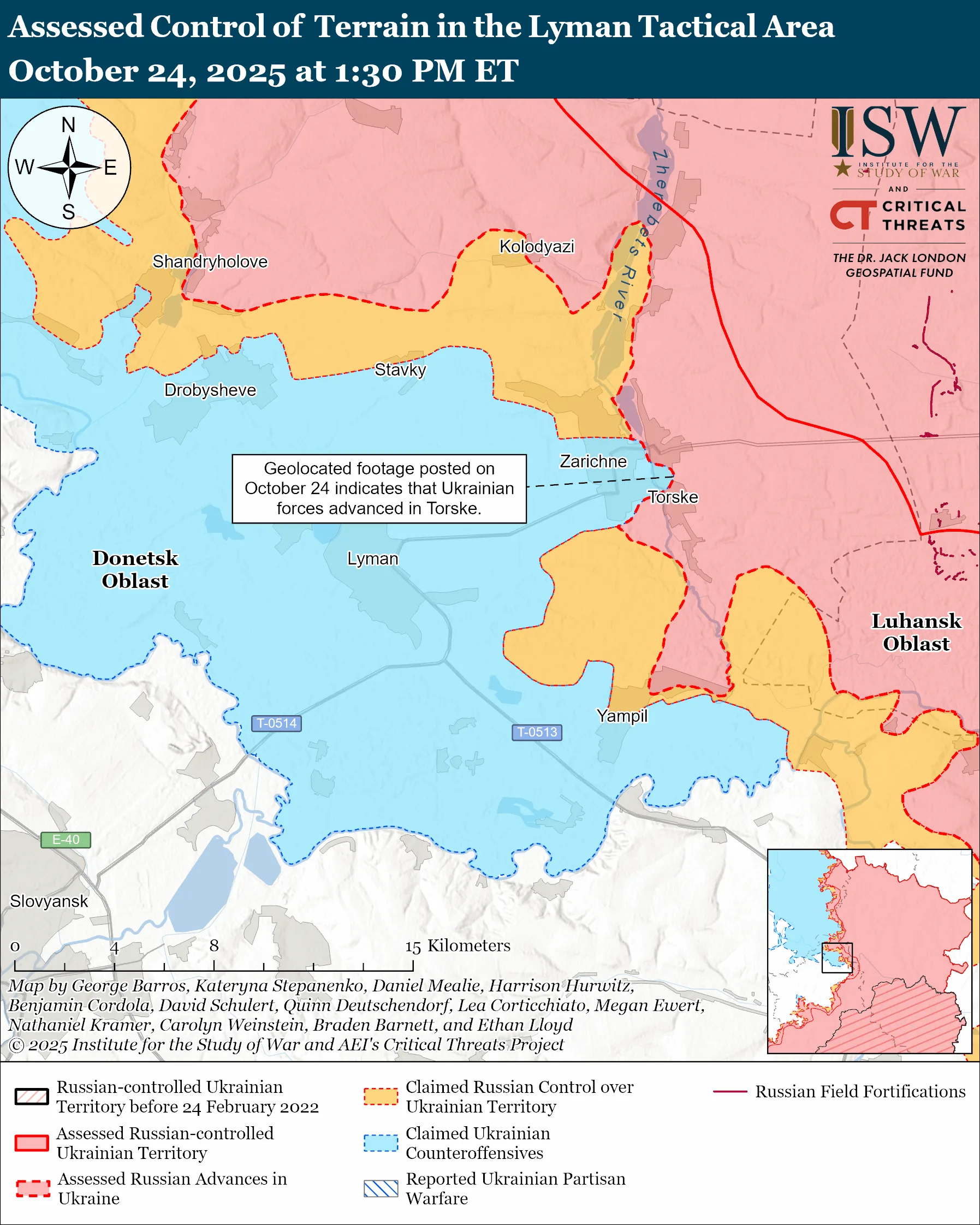 Лінія фронту на лиманському напрямку станом на 24 жовтня/ISW