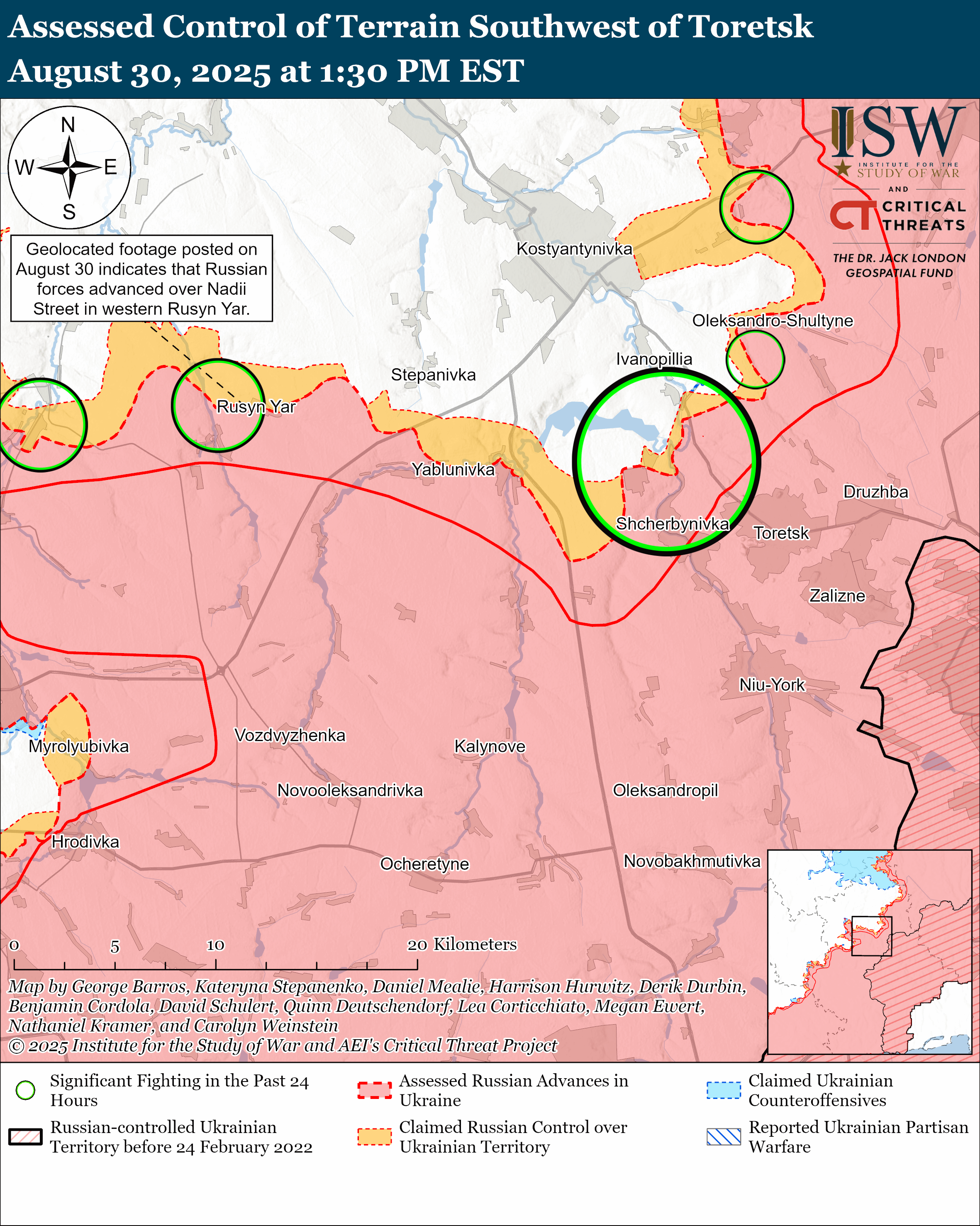 Southwest of Toretsk August 30, 2025 / ISW