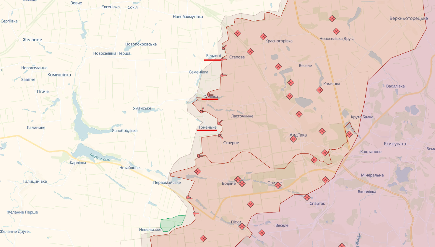 Ориентировочная карта боевых действий на 6 марта в 23:52/DeepStateMAP Ориентировочная карта боевых действий на 6 марта в 23:52/DeepStateMAP