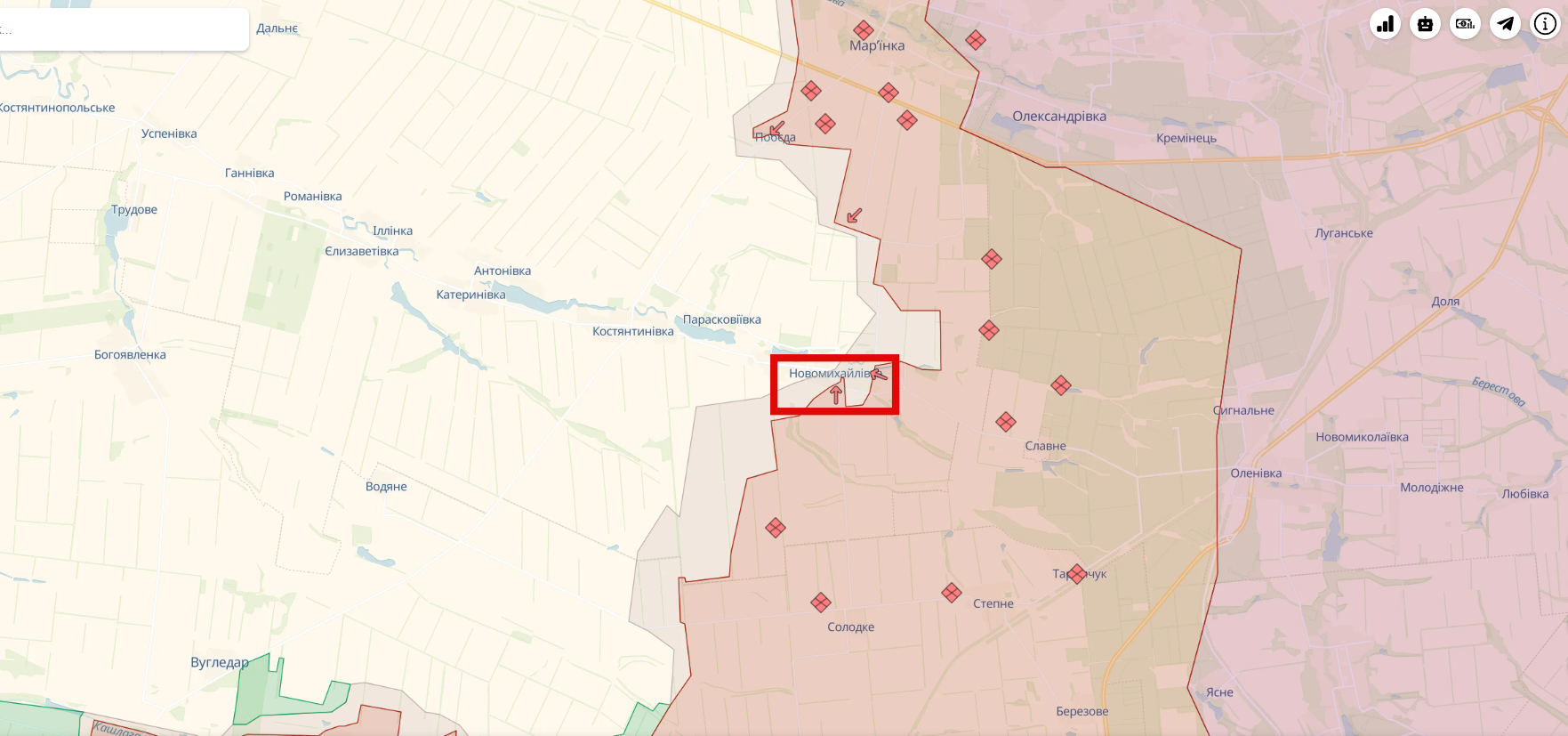 Ситуация на фронте – село Новомихайловка находится под атаками россиян –  карта - ZN.ua