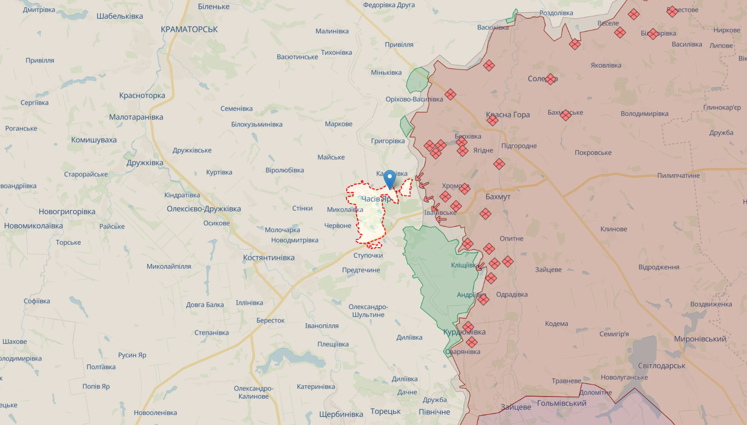 Ориентировочная карта боевых действий по состоянию на 24 марта в 23:08 / DeepStateMAP