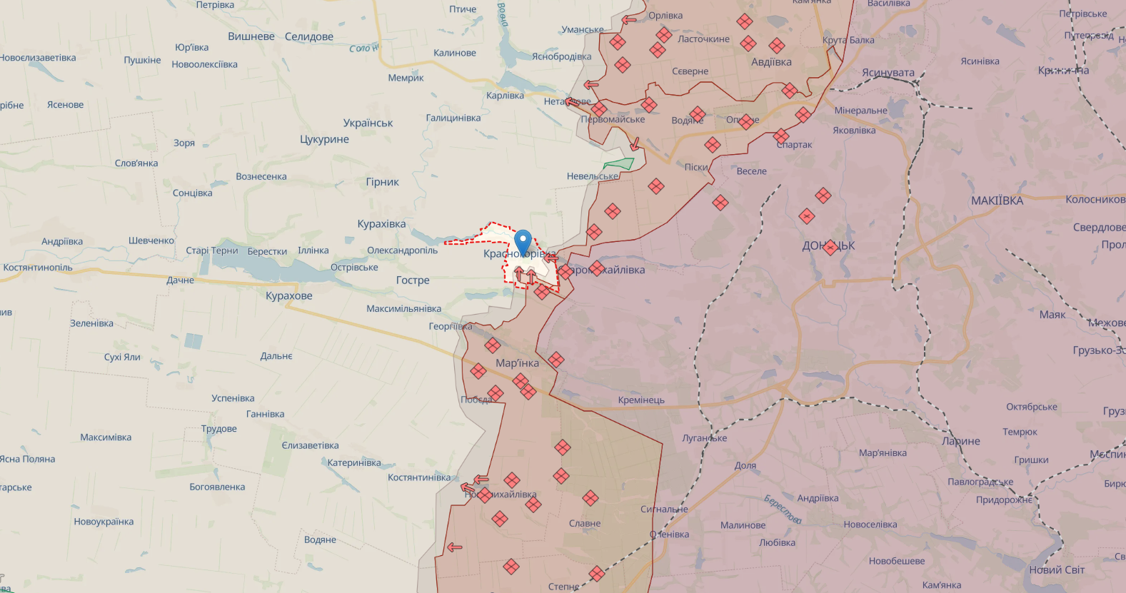 Ориентировочная карта боевых действий на 8 мая в 4:57/DeepStateMAP