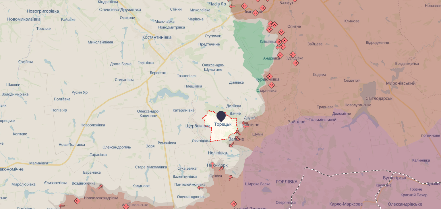 Ориентировочная карта боевых действий на 23:21 5 августа/DeepStateMAP