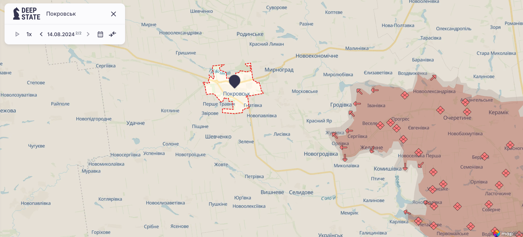Ориентировочная карта боевых действий на 14 августа в 21:54 / DeepStateMAP Ориентировочная карта боевых действий на 14 августа в 21:54 / DeepStateMAP