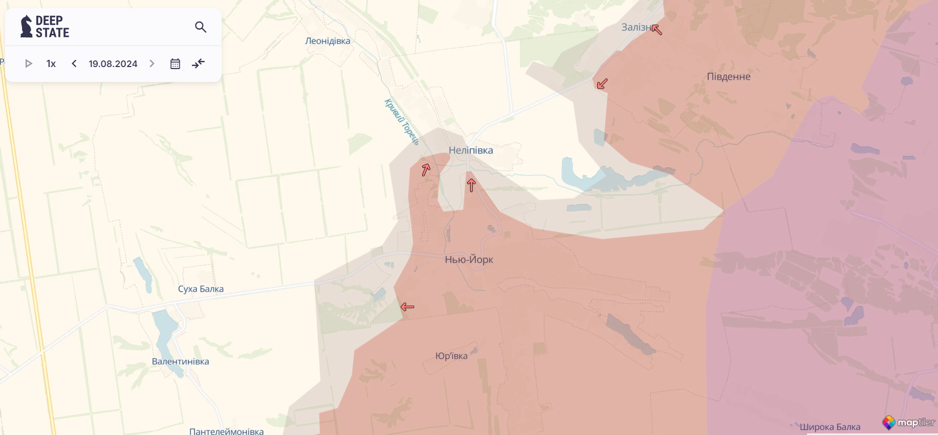 Ориентировочная карта боевых действий на 19 августа в 23:18 / DeepStateMAP