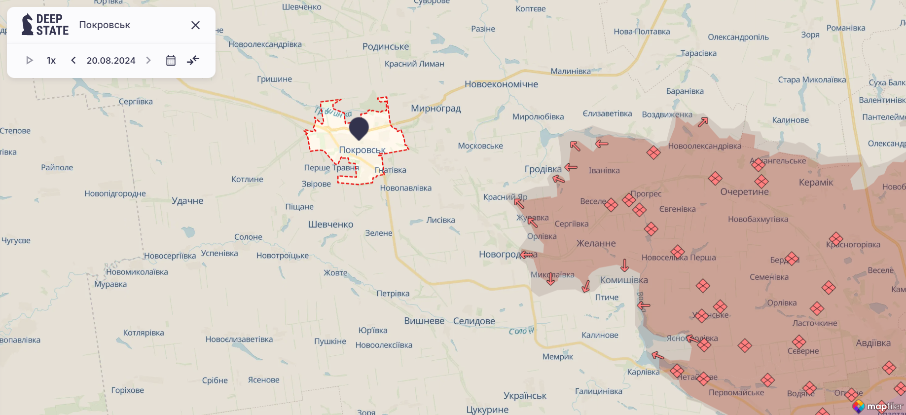 Ориентировочная карта боевых действий по состоянию на 20 августа в 23:16 / DeepStateMAP Ориентировочная карта боевых действий по состоянию на 20 августа в 23:16 / DeepStateMAP