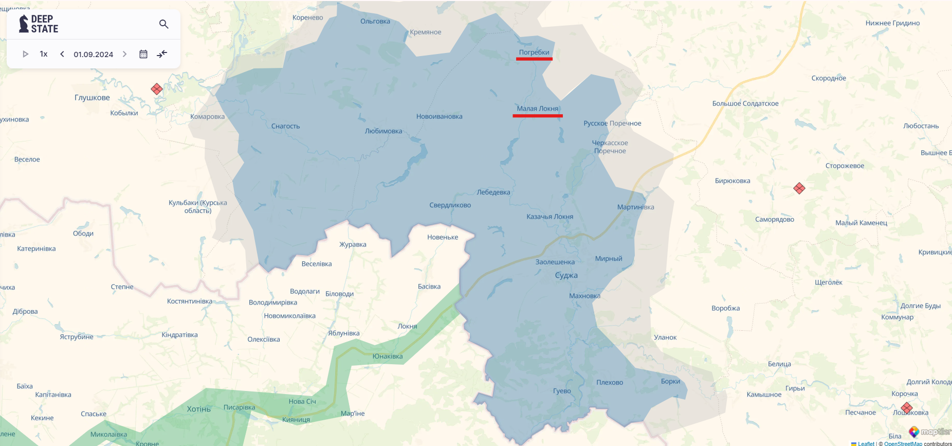 Орієнтовна карта бойових дій станом на 1 вересня о 23:23 / DeepStateMAP