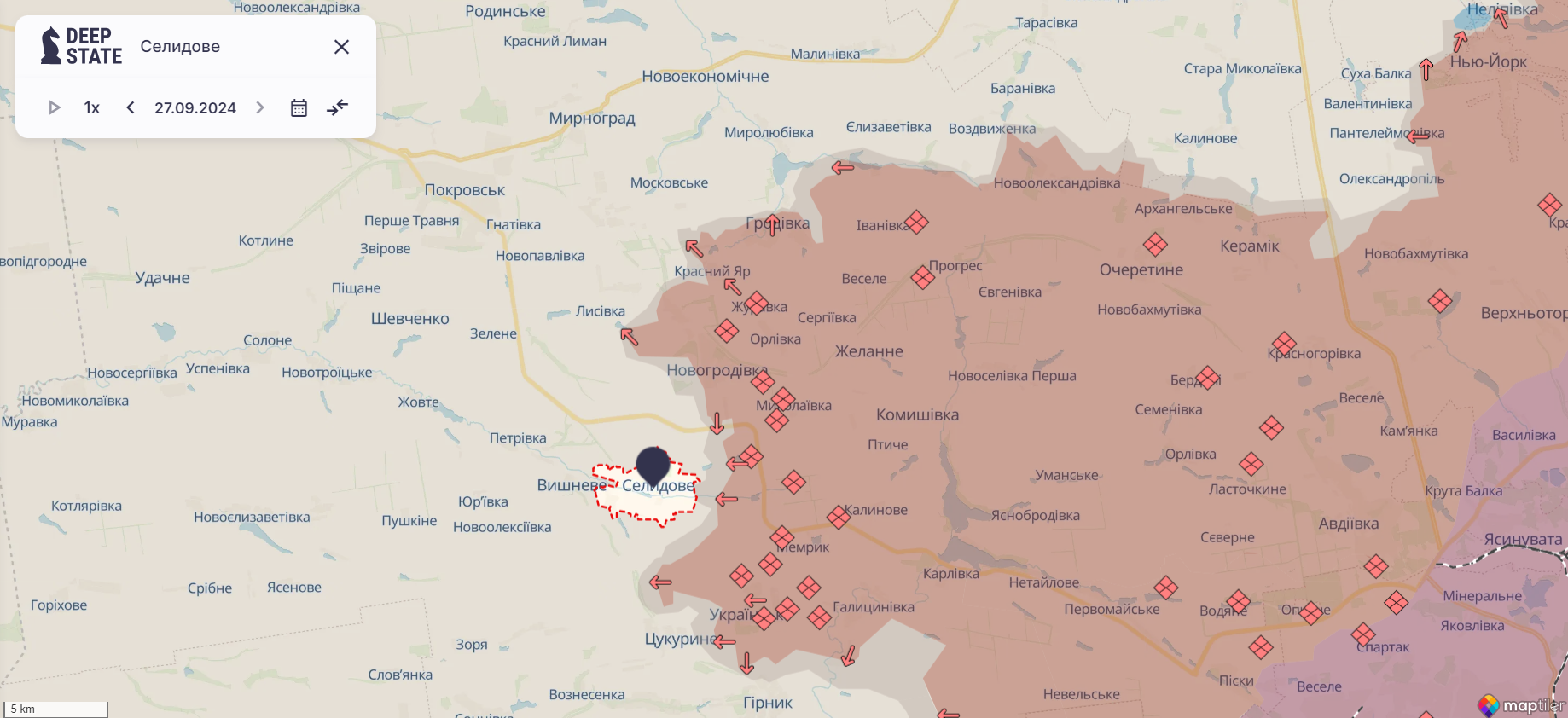 Ориентировочная карта боевых действий по состоянию на 27 сентября в 18:49 / DeepStateMAP