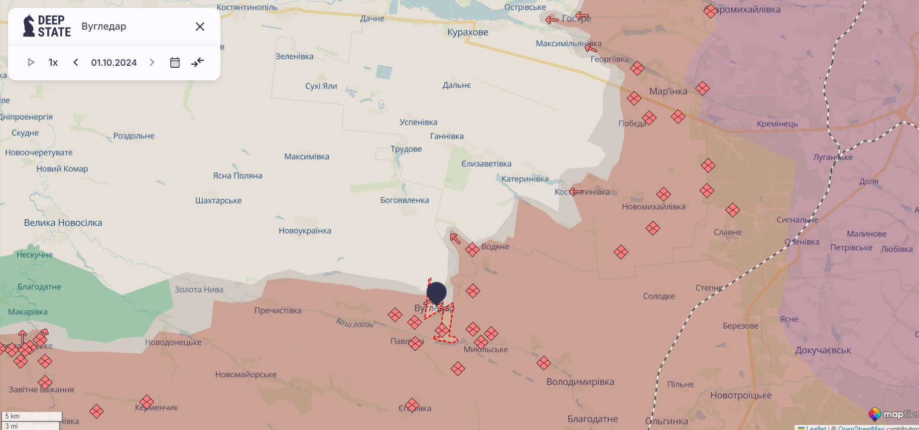 Ориентировочная карта боевых действий по состоянию на 1 октября в 11:34 / DeepStateMAP