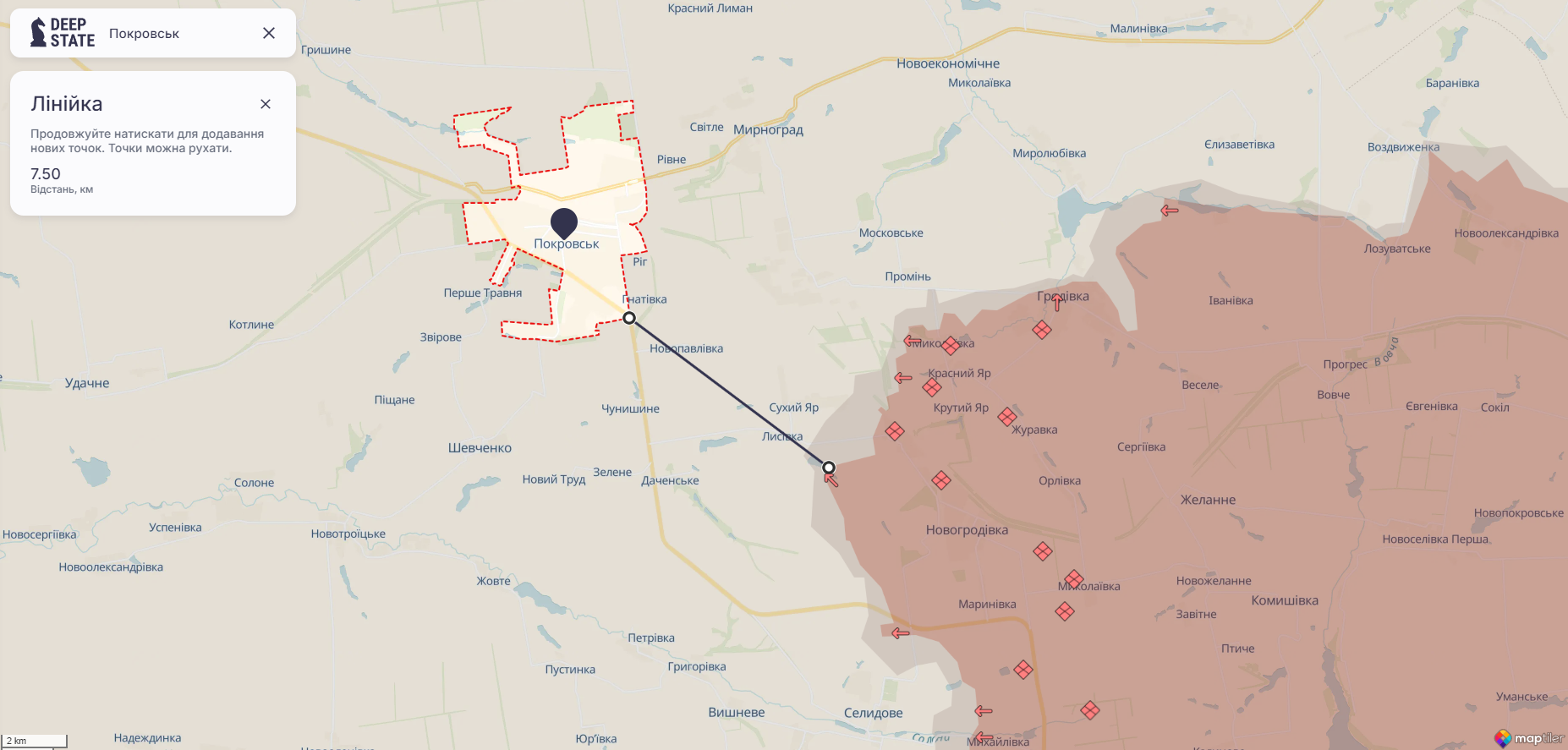 Орієнтовна карта бойових дій станом на 17 жовтня о 23:47 / DeepStateMAP