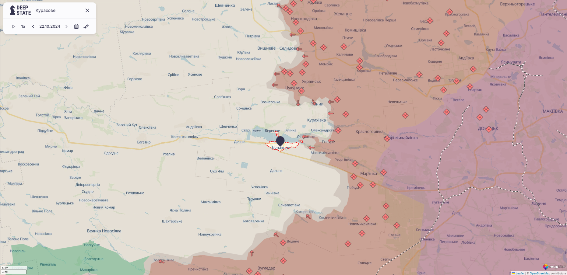 Ориентировочная карта боевых действий на 22 октября в 23:24/DeepStateMAP