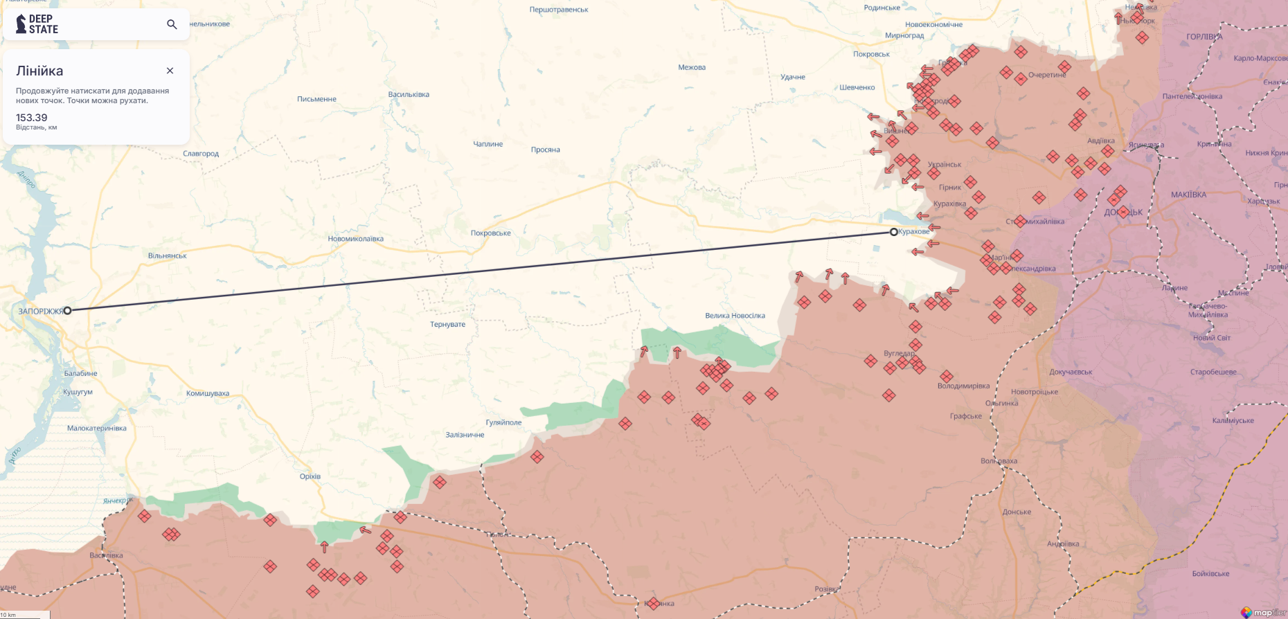 Орієнтовна карта бойових дій станом на 12 листопада о 23:20 / DeepStateMAP