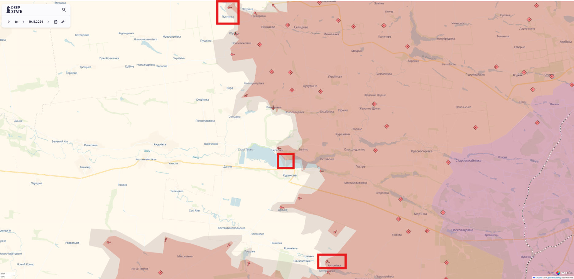 Ориентировочная карта боевых действий на 19 ноября в 23:42 / DeepStateMap