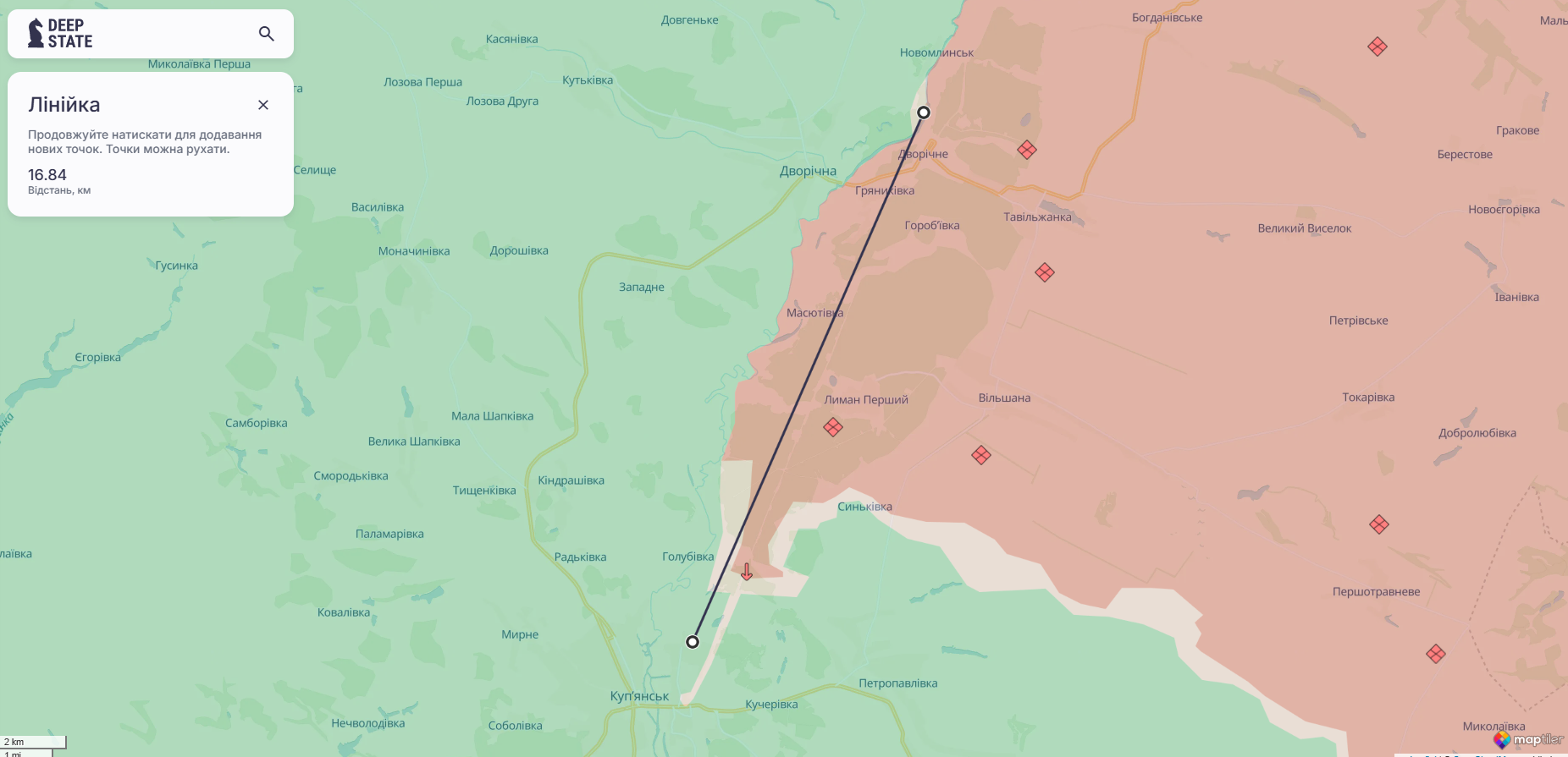 Орієнтовна карта бойових дій станом на 24 листопада о 23:54 / DeepStateMAP