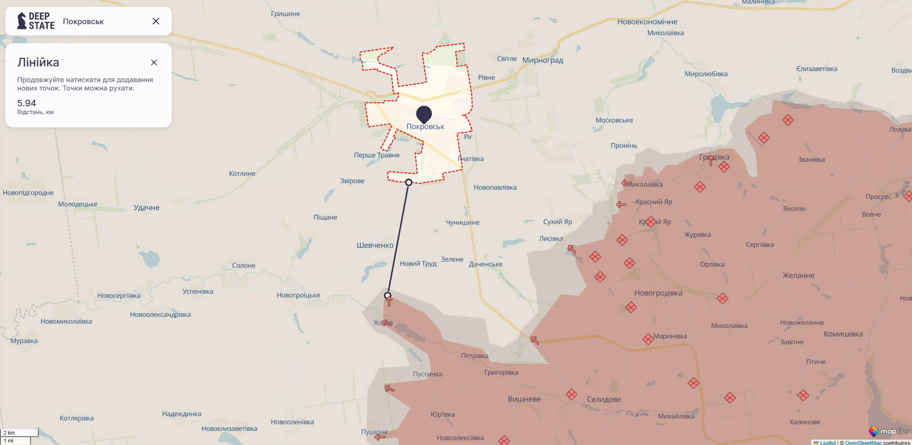 Орієнтовна карта бойових дій станом на 28 листопада о 23:48 / DeepStateMAP