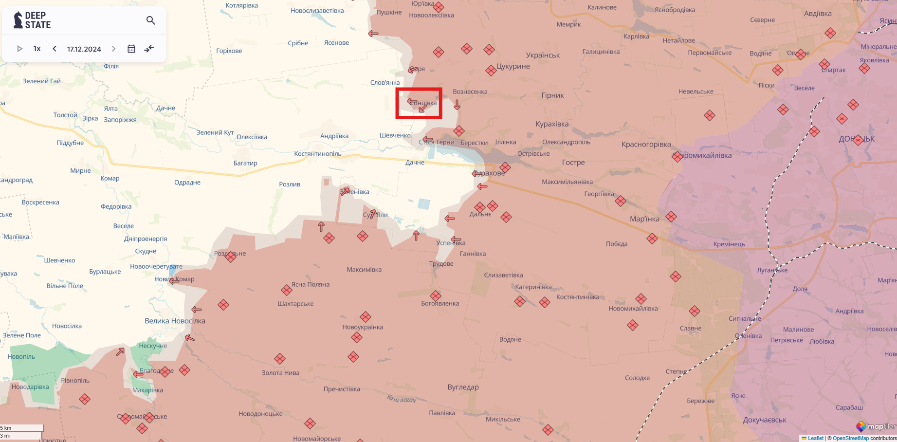Орієнтовна карта бойових дій станом на 17 грудня о 23:53 / DeepStateMAP Орієнтовна карта бойових дій станом на 17 грудня о 23:53 / DeepStateMAP