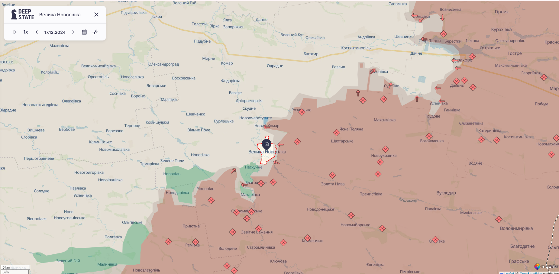 Ориентировочная карта боевых действий на 17 декабря в 23:53/DeepStateMAP