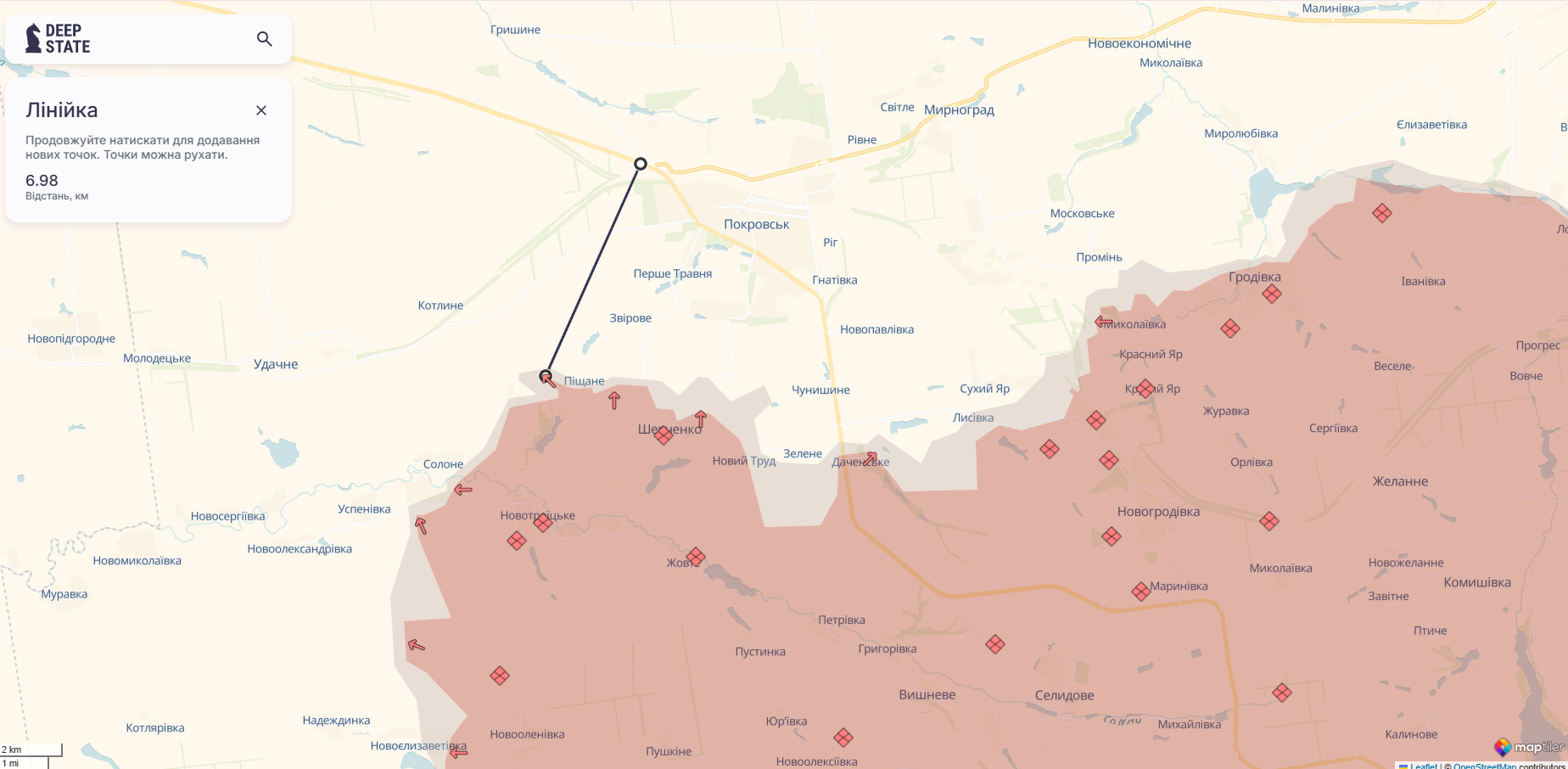 Орієнтовна карта бойових дій станом на 26 грудня о 00:19 / DeepStateMap