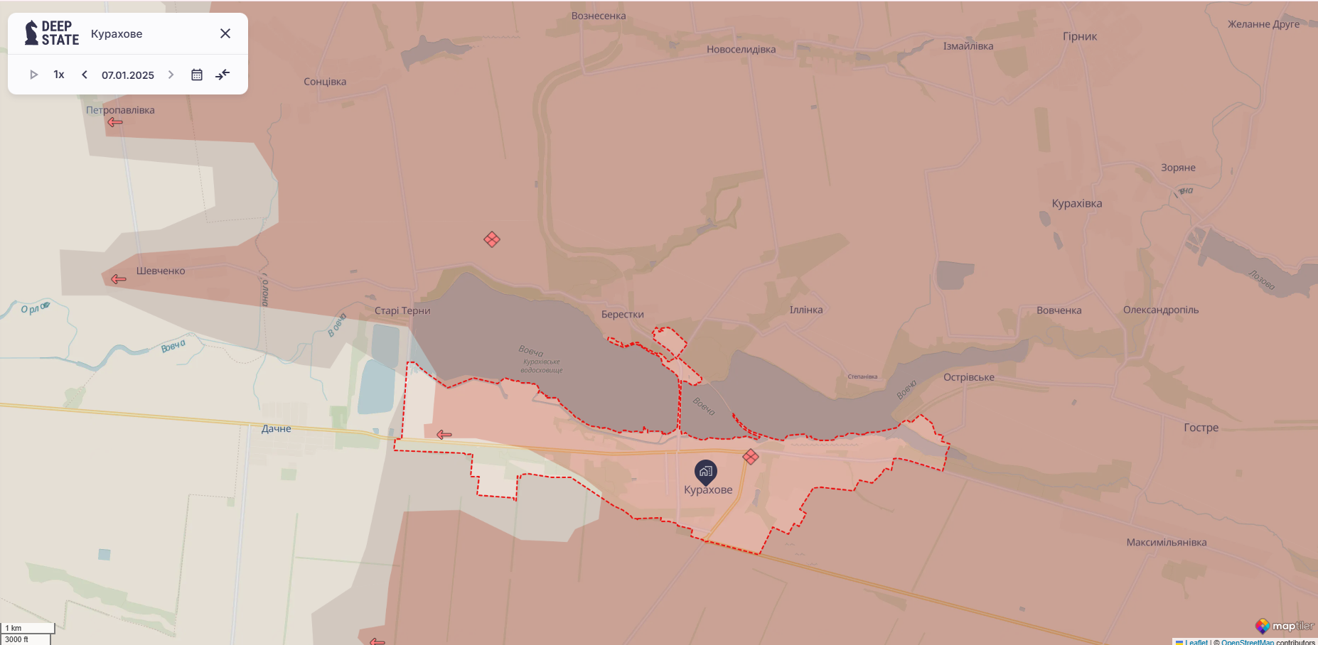 Орієнтовна карта бойових дій станом на 7 січня о 23:55 / DeepStateMAP Орієнтовна карта бойових дій станом на 7 січня о 23:55 / DeepStateMAP
