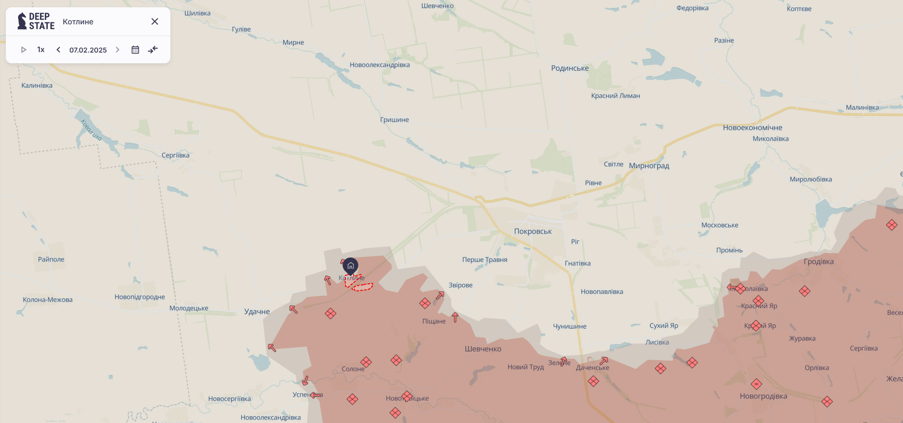 Ориентировочная карта боевых действий на 7 февраля в 23:58/DeepStateMAP Ориентировочная карта боевых действий на 7 февраля в 23:58/DeepStateMAP