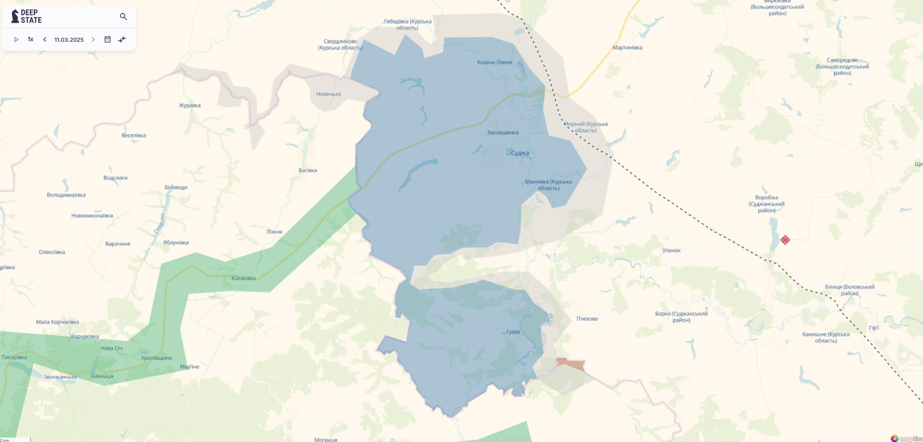 Орієнтовна карта бойових дій станом на 11 березня о 14:04 / DeepStateMAP