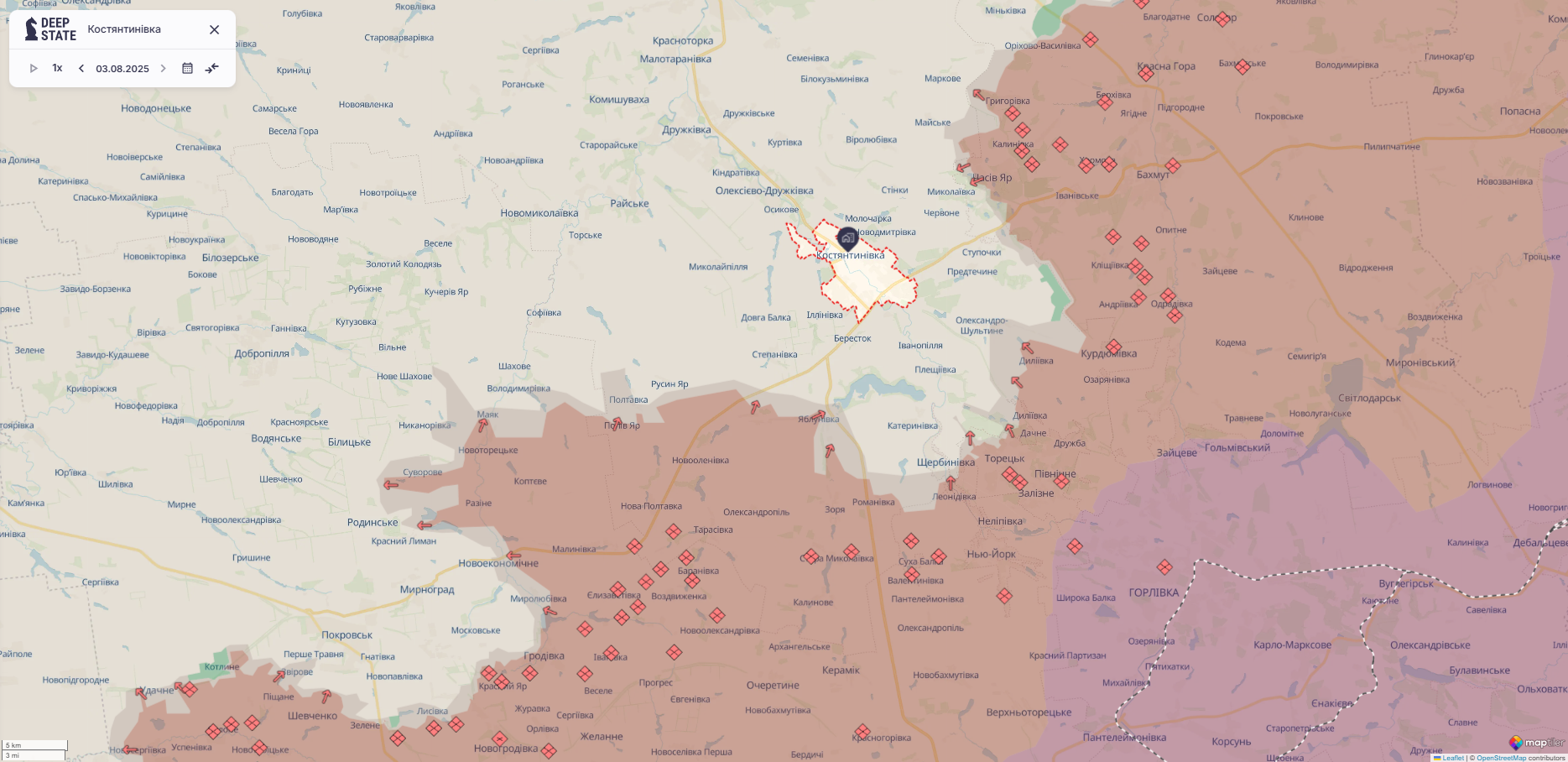 Орієнтовна карта бойових дій станом на 3 серпня о 22:58 / DeepStateMap Орієнтовна карта бойових дій станом на 3 серпня о 22:58 / DeepStateMap