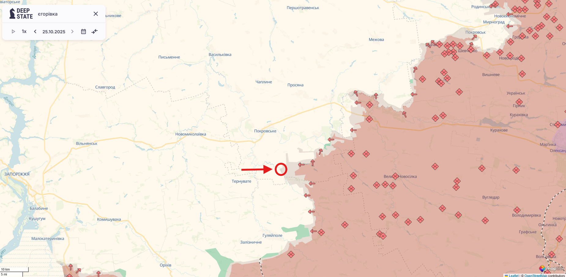 Орієнтовна карта бойових дій станом на 25 жовтня о 23:58 / DeepStateMap Орієнтовна карта бойових дій станом на 25 жовтня о 23:58 / DeepStateMap