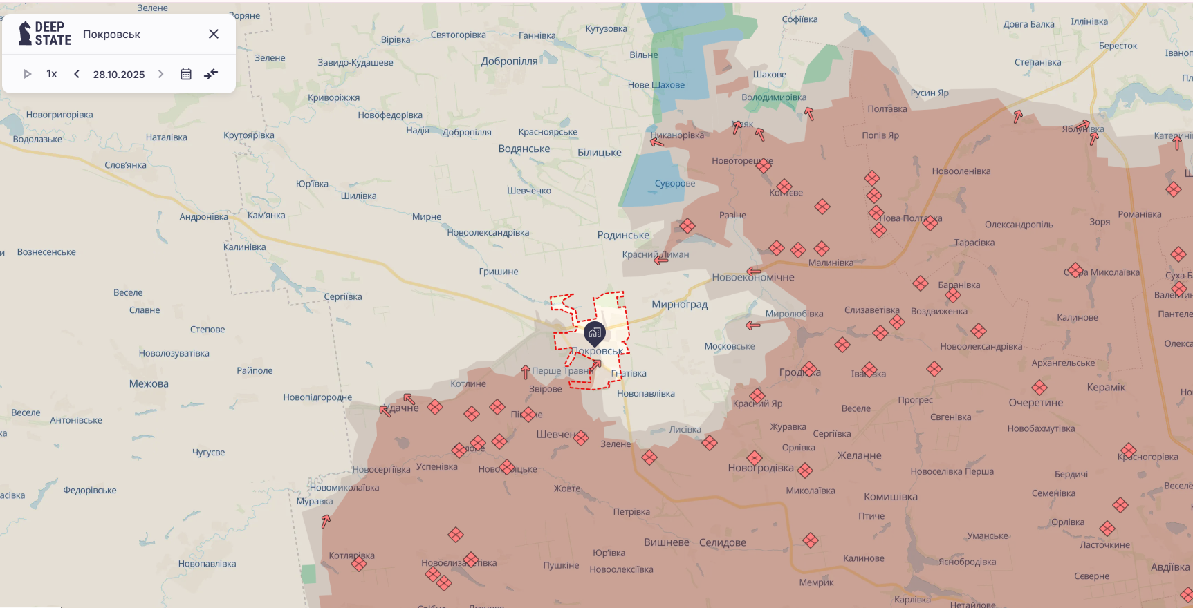 Орієнтовна карта бойових дій станом на 28 жовтня о 23:50 / DeepStateMap Орієнтовна карта бойових дій станом на 28 жовтня о 23:50 / DeepStateMap