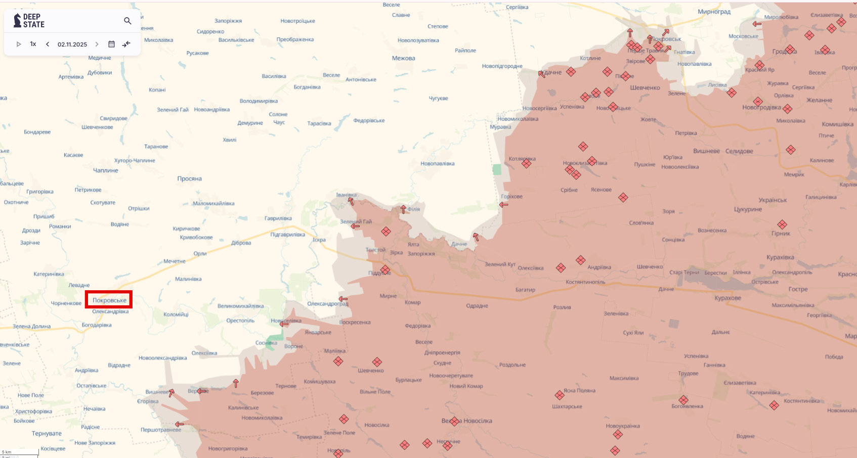 Орієнтовна карта бойових дій станом на 2 листопада о 23:30 / DeepStateMap Орієнтовна карта бойових дій станом на 2 листопада о 23:30 / DeepStateMap