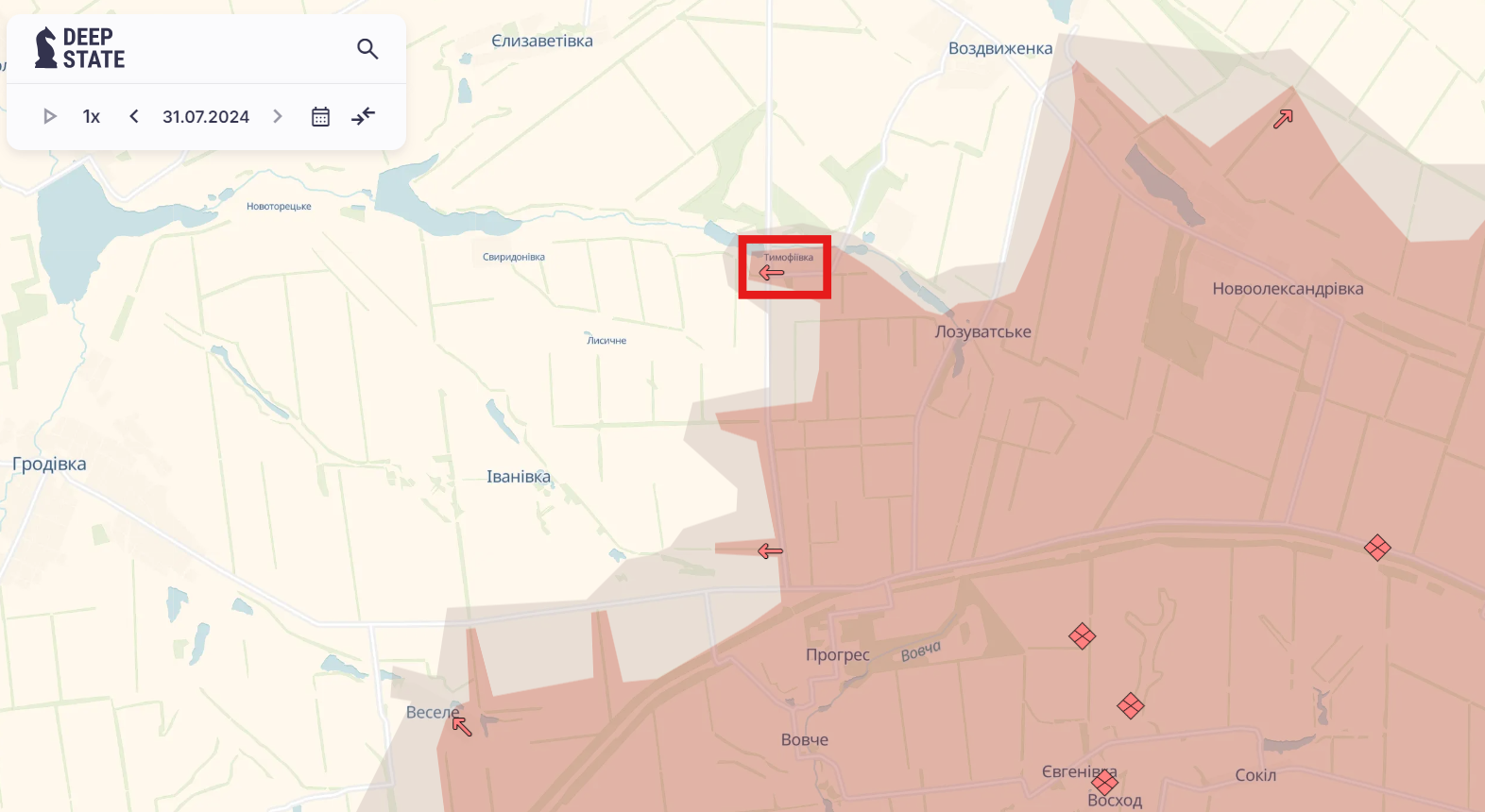 Ориентировочная карта боевых действий на 31 июля в 23:54 / DeepStateMAP Ориентировочная карта боевых действий на 31 июля в 23:54 / DeepStateMAP