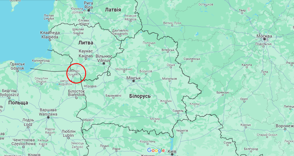 Сувальский коридор - геополитический термин, присутствующий в терминологии НАТО, означающий территорию вокруг Сувалок, Августова и Сейн, которая одновременно соединяет территорию балтийских стран с Польшей и остальными странами НАТО, а также отделяет территорию российской Калининградской области и Беларуси / скриншот ZN.UA