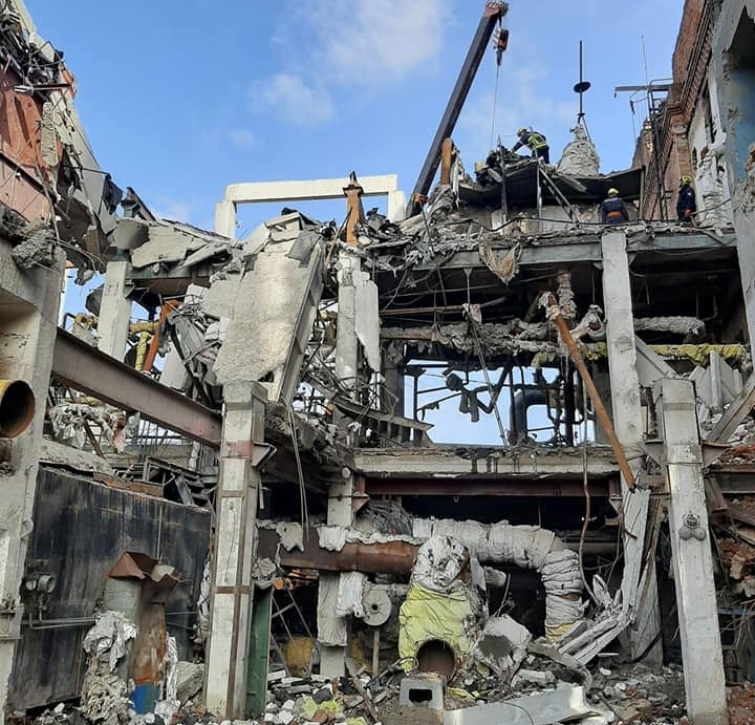 Последствия попадания по Охтырской ТЭЦ