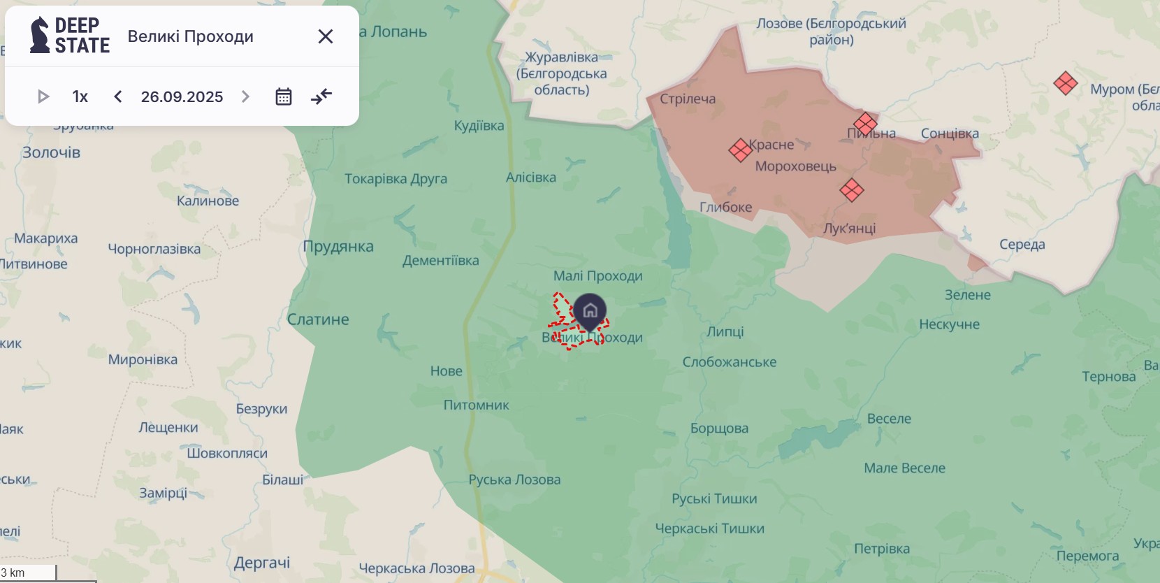 Орієнтовна карта бойових дій станом на 26 вересня о 23:50 / DeepStateMap Орієнтовна карта бойових дій станом на 26 вересня о 23:50 / DeepStateMap