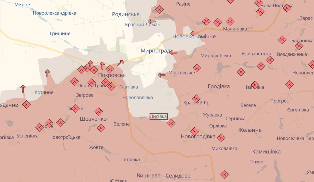 Орієнтовна карта бойових дій станом на 7 грудня о 22:38/DeepStateMap