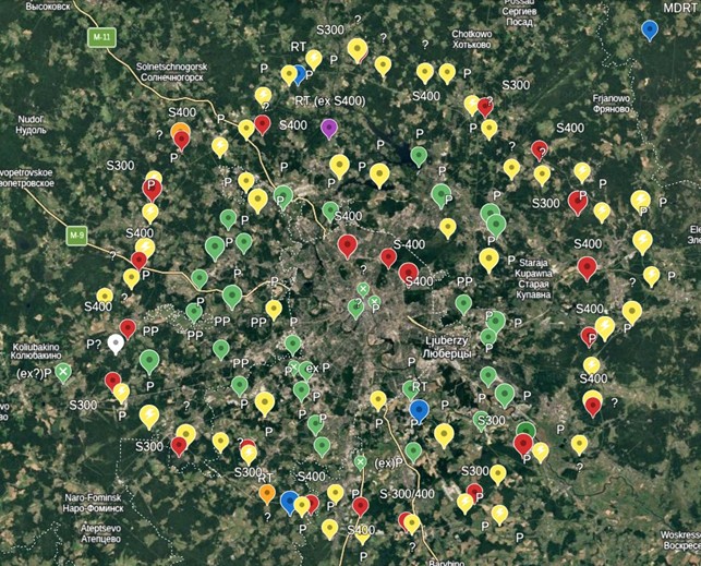 Расположение средств ПВО под Москвой