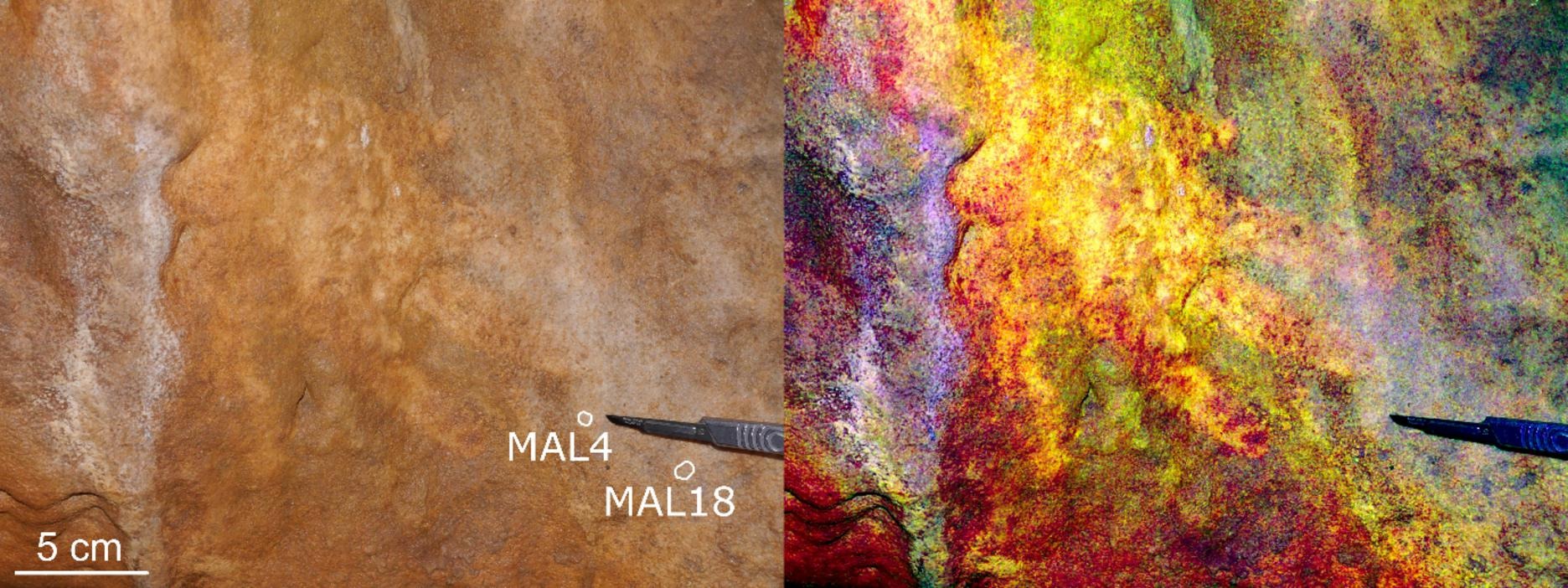 Рука неандертальця на стіні печери Мальтрав'єсо в Естремадурії.