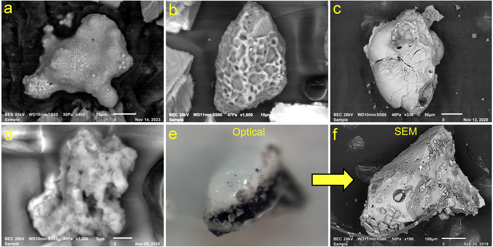Приклади розплавленого скла з кернів затоки Баффін.