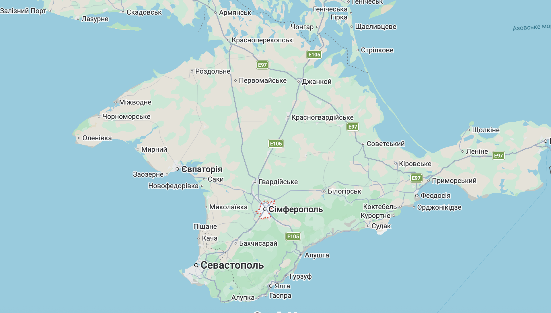 Сімферополь на карті 