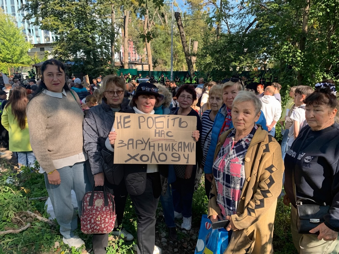 Мітинг на підтримку будівництва теплотраси на Теремках атакували невідомі в масках