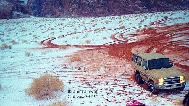 Саудиты обрадовались снегу.